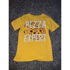 Carter's Boys Yellow‎ "Pizza Expert" short sleeve shirt size 7